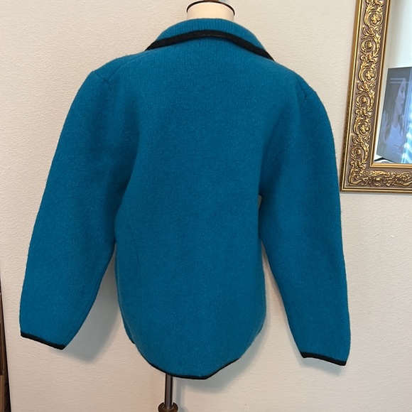 Stapf turquoise wool sweater metal buttons made in Austria, as is - Picture 9 of 16